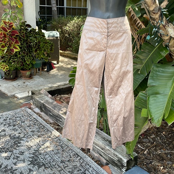 Cache Pants - cache satin metallic champagne, cropped cargo, wide leg pants